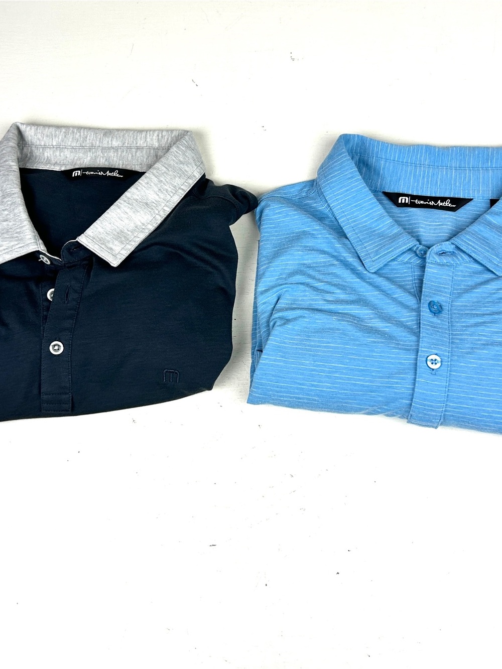 Travis Mathew Mens Golf Polo Set Of 2 Shirts Sz XL Collared Blue Gray